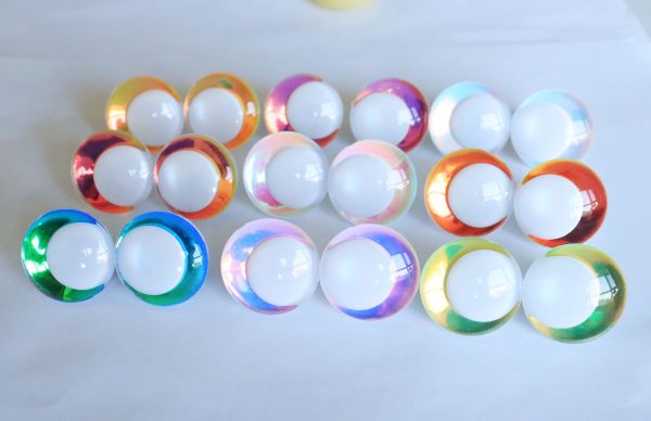 HC10-mixed color 3D offcentre eyes white pupil clear toy eyes with sinker washer 14mm-35mm option  for craft doll - Image 2