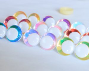 HC10-mixed color 3D offcentre eyes white pupil clear toy eyes with sinker washer 14mm-35mm option for craft doll