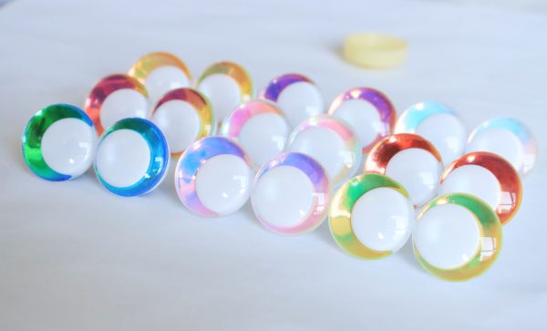 HC10-mixed color 3D offcentre eyes white pupil clear toy eyes with sinker washer 14mm-35mm option  for craft doll