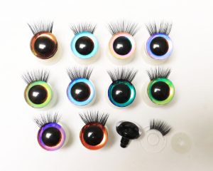 HC10-mixed color 9mm-35mm mixed color 3D Centre eyes with colorful disc with black eyelash tray with handpress washer -color option