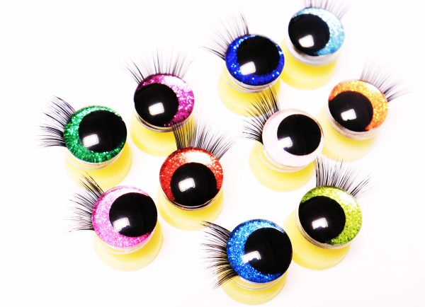 10colors-MIXED COLOR 3D offcentre eyes black pupil clear toy eyes with eyelash tray with sinker washer 12mm-40mm option  for craft doll - Image 2