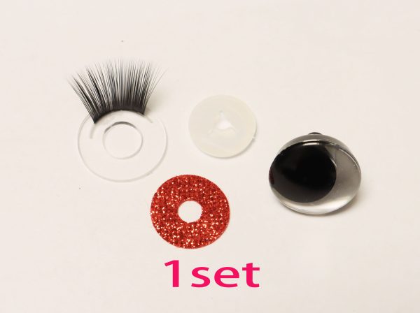 N10-MIXED COLOR 3D offcentre eyes black pupil clear toy eyes with eyelash tray with sinker washer 12mm-40mm option  for craft doll - Image 3