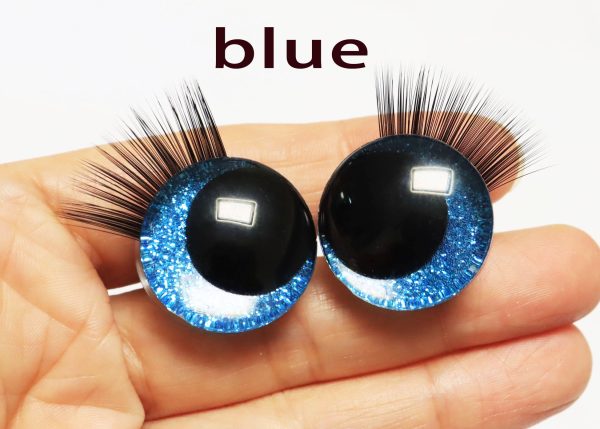 N10-MIXED COLOR 3D offcentre eyes black pupil clear toy eyes with eyelash tray with sinker washer 12mm-40mm option  for craft doll - Image 4