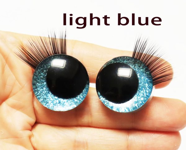 10colors-MIXED COLOR 3D offcentre eyes black pupil clear toy eyes with eyelash tray with sinker washer 12mm-40mm option  for craft doll - Image 10