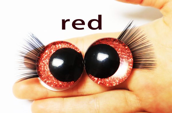 10colors-MIXED COLOR 3D offcentre eyes black pupil clear toy eyes with eyelash tray with sinker washer 12mm-40mm option  for craft doll - Image 12