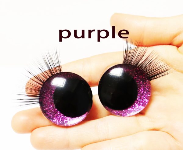 10colors-MIXED COLOR 3D offcentre eyes black pupil clear toy eyes with eyelash tray with sinker washer 12mm-40mm option  for craft doll - Image 14