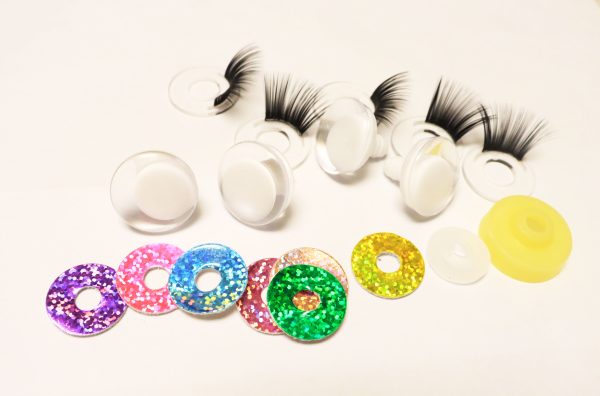 B11-MIXED COLOR 3D offcentre eyes white pupil clear toy eyes with eyelash tray with sinker washer 14mm-35mm option  for craft doll - Image 3
