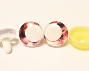 02- 3D offcentre eyes white pupil clear toy eyes with sinker washer with disc 14mm-35mm option for craft doll