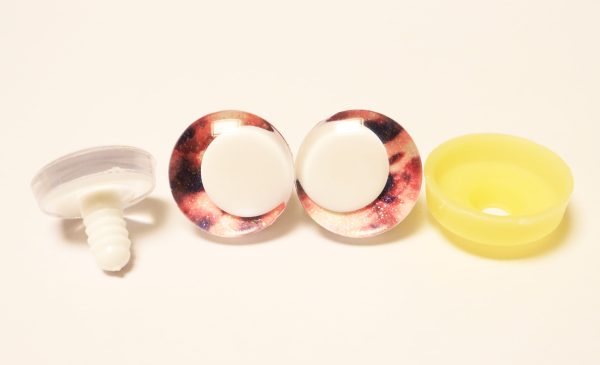 02- 3D offcentre eyes white pupil clear toy eyes with sinker washer  with disc 14mm-35mm option  for craft doll