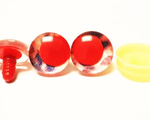 02- 3D offcentre eyes red pupil clear toy eyes with sinker washer with disc 14mm-35mm option for craft doll
