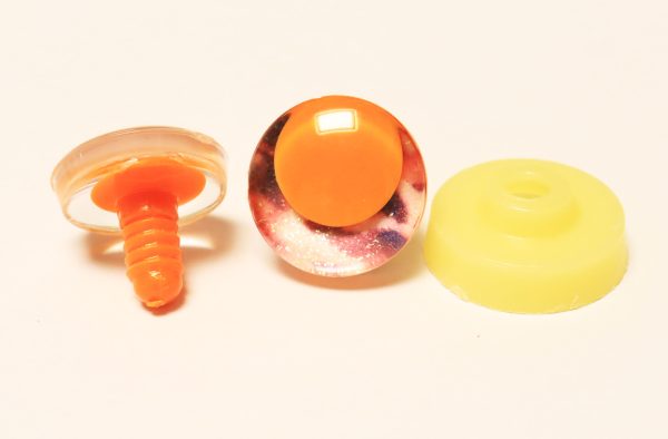 02 disc 25mm 30mm 3D offcentre Clear eyes orange pupil clear toy eyes with sinker hard washer for diy craft doll eyes findings