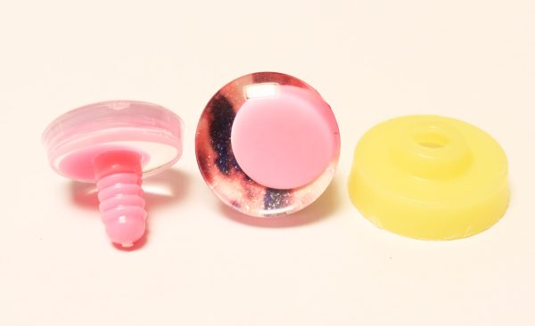 02 disc 25mm 30mm 3D offcentre Clear eyes pink pupil clear toy eyes with sinker hard washer for diy craft doll eyes findings