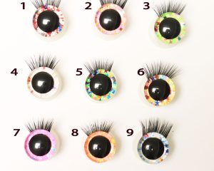 S9-mixed color 9mm-35mm mixed color 3D Centre eyes with colorful disc with black eyelash tray with handpress washer -color option