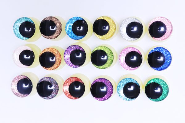 mixed  color glitter disc 3D offcentre eyes black pupil clear toy eyes with sinker washer  12mm-40mm option  for craft doll -N19 - Image 4