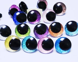 mixed color glitter disc 3D offcentre eyes black pupil clear toy eyes with sinker washer 12mm-40mm option for craft doll -N19