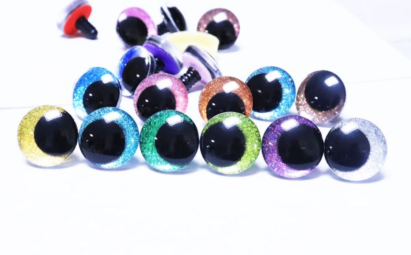 mixed  color glitter disc 3D offcentre eyes black pupil clear toy eyes with sinker washer  12mm-40mm option  for craft doll -N19 - Image 5