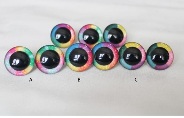 mixed color rainbow color 12-30mm round crystal eyes with hard washer for diy plush doll findings Handmade amigurumi doll -R3