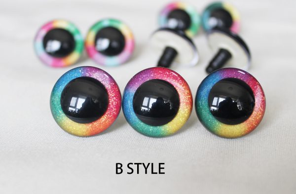 mixed color rainbow color 12-30mm round crystal eyes with hard washer for diy plush doll findings Handmade amigurumi doll -R3 - Image 2