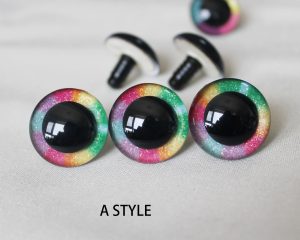 R3-A rainbow color 12-30mm round crystal eyes with hard washer for diy plush doll findings Handmade amigurumi doll