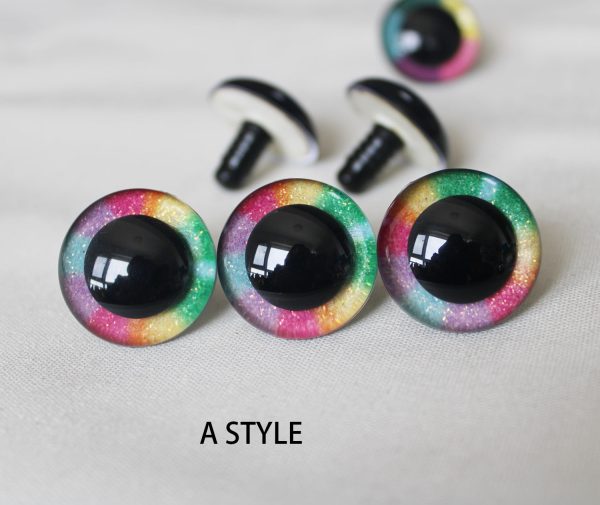 mixed color rainbow color 12-30mm round crystal eyes with hard washer for diy plush doll findings Handmade amigurumi doll -R3 - Image 3