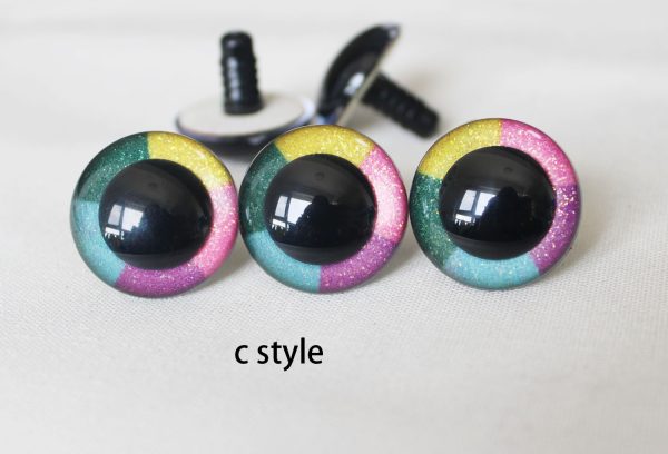 mixed color rainbow color 12-30mm round crystal eyes with hard washer for diy plush doll findings Handmade amigurumi doll -R3 - Image 4