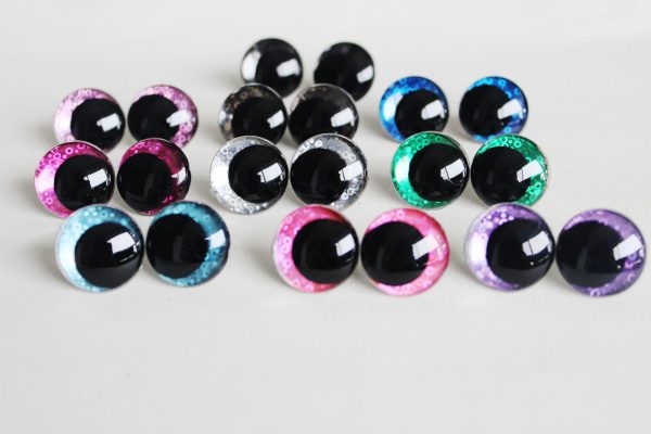 mixed color 12MM-30MM clear round thinner offcentre eyes with washer for diy craft doll eyes findings-Q10 - Image 2