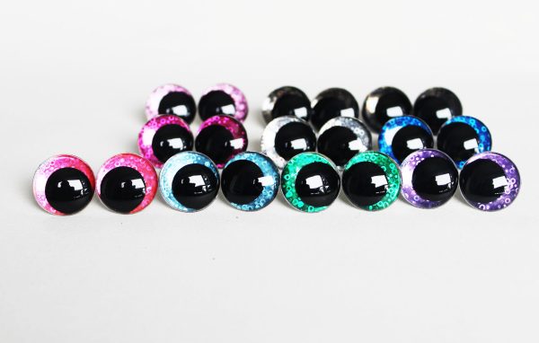 mixed color 12MM-30MM clear round thinner offcentre eyes with washer for diy craft doll eyes findings-Q10