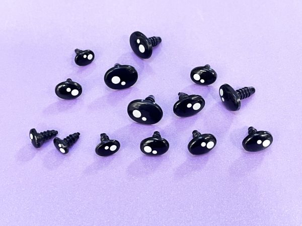 7x9/8x11/9x12/10x13/12x16mm oval black toy eyes with white dot for diy craft doll findings - Image 2