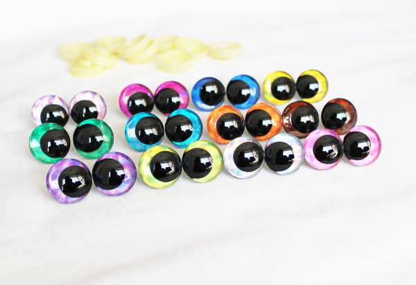 mixed color  disc 3D offcentre eyes black pupil clear toy eyes with sinker washer  12mm-40mm option  for craft doll -D12 - Image 2