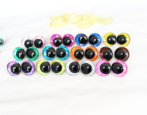 mixed color  disc 3D offcentre eyes black pupil clear toy eyes with sinker washer  12mm-40mm option  for craft doll -D12 - Image 3