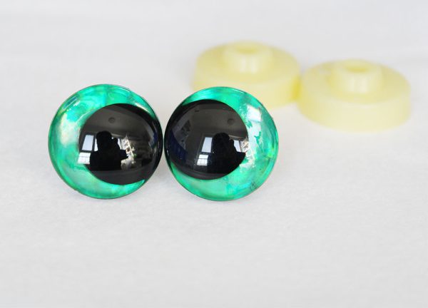 D12-green disc 3D offcentre eyes black pupil  toy eyes with sinker washer 12mm-40mm option  for craft doll