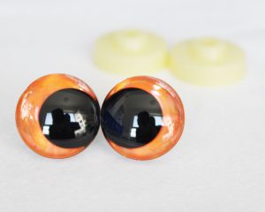 D12-orange disc 3D offcentre eyes black pupil toy eyes with sinker washer 12mm-40mm option for craft doll