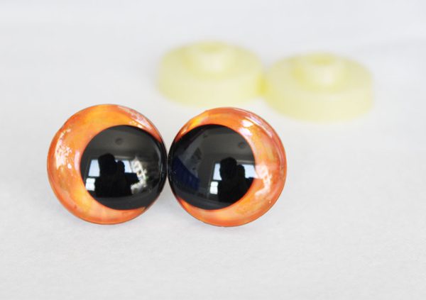 D12-orange disc 3D offcentre eyes black pupil  toy eyes with sinker washer 12mm-40mm option  for craft doll