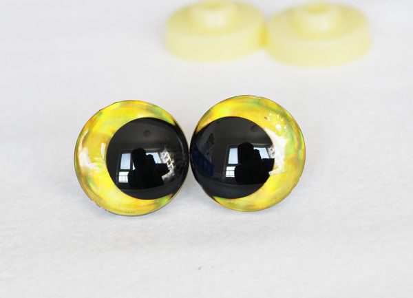 D12-gold disc 3D offcentre eyes black pupil  toy eyes with sinker washer 12mm-40mm option  for craft doll