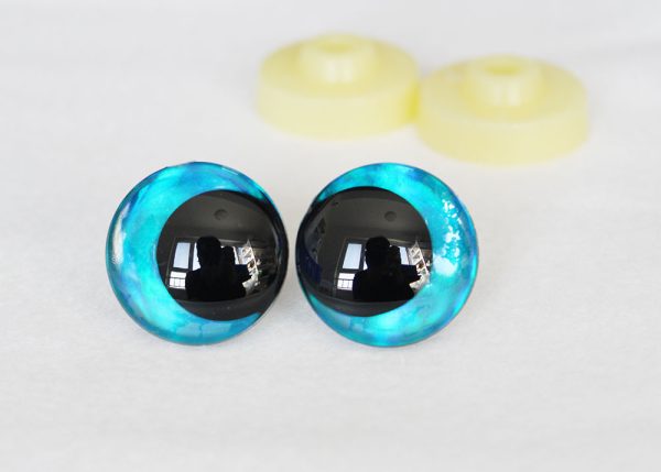 D12-blue disc 3D offcentre eyes black pupil  toy eyes with sinker washer 12mm-40mm option  for craft doll