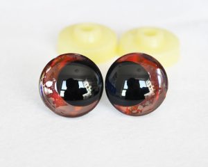 D12-brown disc 3D offcentre eyes black pupil toy eyes with sinker washer 12mm-40mm option for craft doll