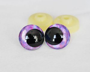 D12-purple disc 3D offcentre eyes black pupil toy eyes with sinker washer 12mm-40mm option for craft doll