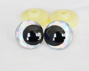 D12-silver disc 3D offcentre eyes black pupil toy eyes with sinker washer 12mm-40mm option for craft doll