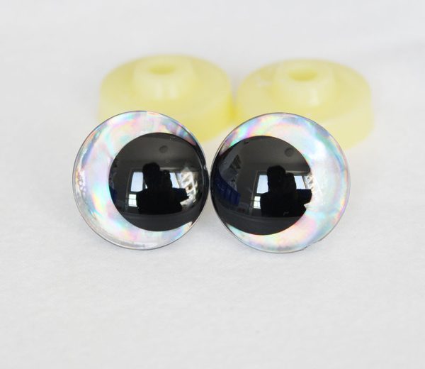 D12-silver disc 3D offcentre eyes black pupil  toy eyes with sinker washer 12mm-40mm option  for craft doll