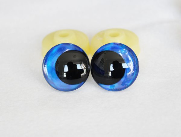 D12-dark blue disc 3D offcentre eyes black pupil  toy eyes with sinker washer 12mm-40mm option  for craft doll