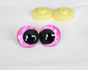D12-pink disc 3D offcentre eyes black pupil toy eyes with sinker washer 12mm-40mm option for craft doll