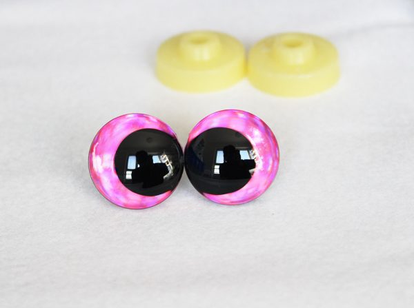 D12-pink  disc 3D offcentre eyes black pupil  toy eyes with sinker washer 12mm-40mm option  for craft doll