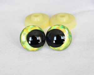 D12-yellow green disc 3D offcentre eyes black pupil toy eyes with sinker washer 12mm-40mm option for craft doll