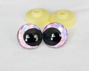 D12-light pink disc 3D offcentre eyes black pupil clear toy eyes with sinker washer 12mm-40mm option for craft doll