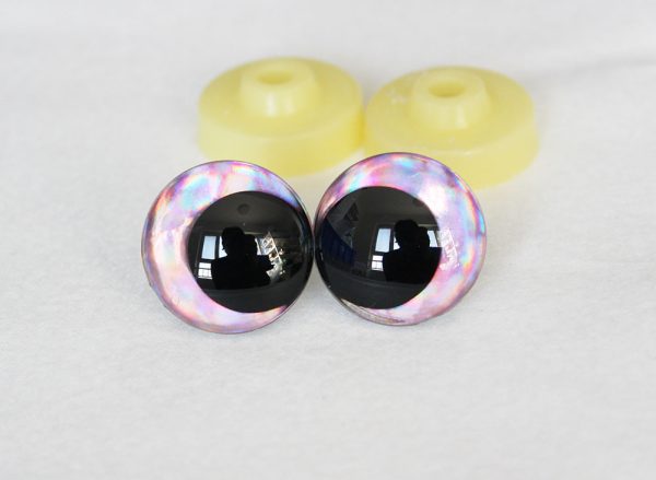 D12-light pink disc 3D offcentre eyes black pupil clear toy eyes with sinker washer  12mm-40mm option  for craft doll