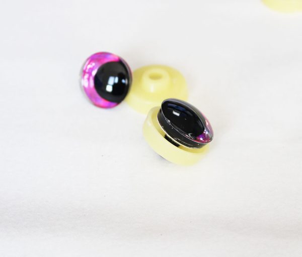 D12-silver disc 3D offcentre eyes black pupil  toy eyes with sinker washer 12mm-40mm option  for craft doll - Image 2