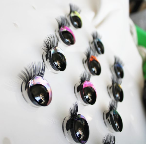 D12-blue color disc 3D offcentre eyes black pupil  toy eyes with sinker washerwith eyelash tray 12mm-40mm option  for craft doll - Image 2