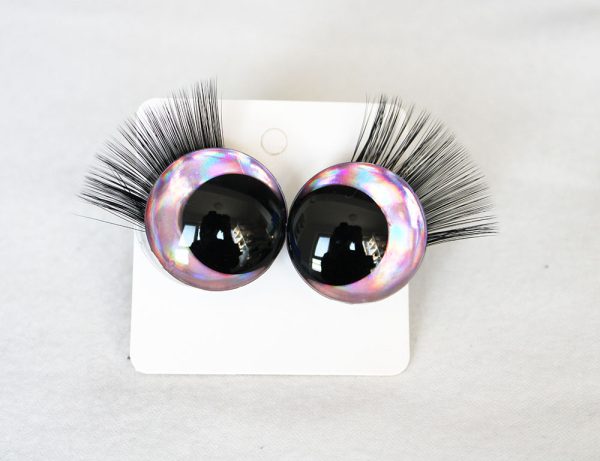 D12-mixed color disc 3D offcentre eyes black pupil  toy eyes with sinker washerwith eyelash tray 12mm-40mm option  for craft doll - Image 8