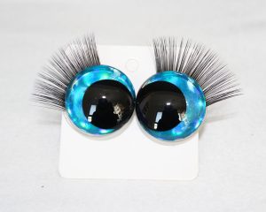 D12-blue color disc 3D offcentre eyes black pupil toy eyes with sinker washerwith eyelash tray 12mm-40mm option for craft doll
