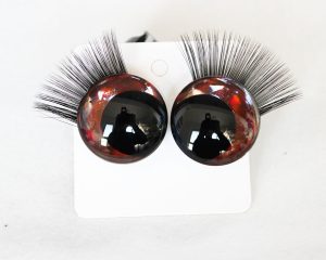 D12-brown  color disc 3D offcentre eyes black pupil  toy eyes with sinker washerwith eyelash tray 12mm-40mm option  for craft doll